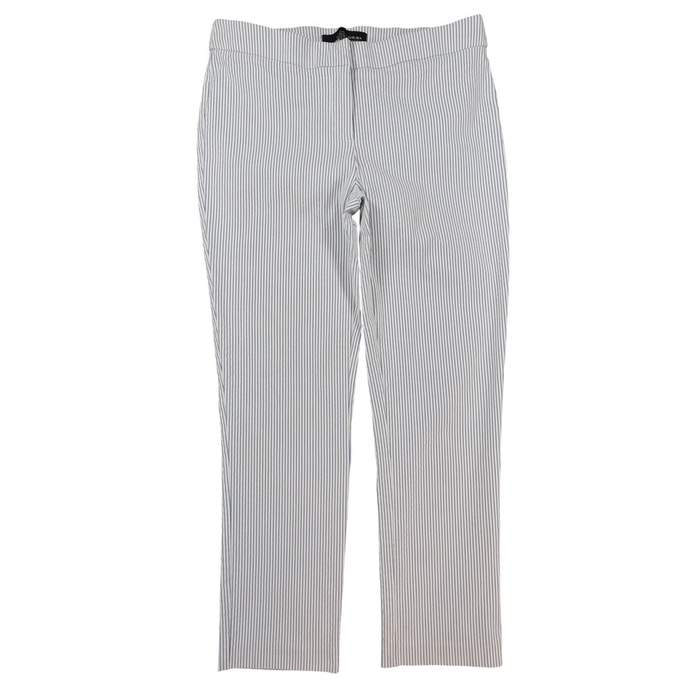 Amanda + Chelsea Dress Pants Womens 6P Blue White Pinstripe Rayon Slim Trousers